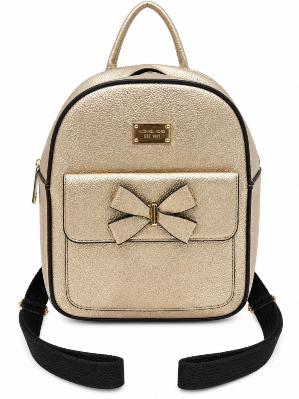 Michael Kors Metallic Gold Leather Mini Backpack with Bow